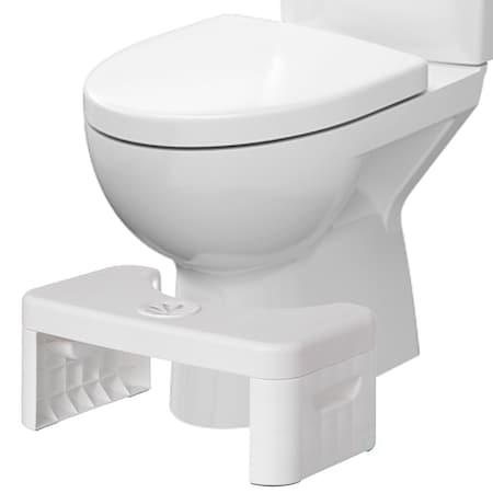 Basicwise Portable Squatting Bathroom Stool, White, 6.25-in. Toilet Assistance w/Freshener Space QI004647.WT